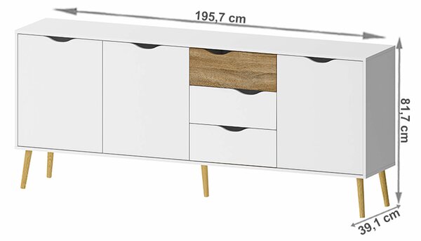 NovýNábytok.sk Komoda Oltis 75454 (dub sonoma + biela). Vlastná spoľahlivá doprava až k Vám domov. 1034672