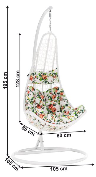 NovýNábytok.sk Závesné kreslo Kolta (biela + vzor kvety). Vlastná spoľahlivá doprava až k Vám domov. 1034690