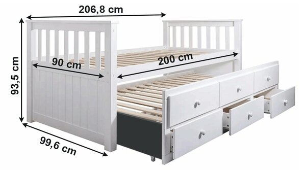 NovýNábytok.sk Rozkladacia posteľ 90 cm Ahlan (biela) (s roštom a úl. priestorom). Vlastná spoľahlivá doprava až k Vám domov. 1034643