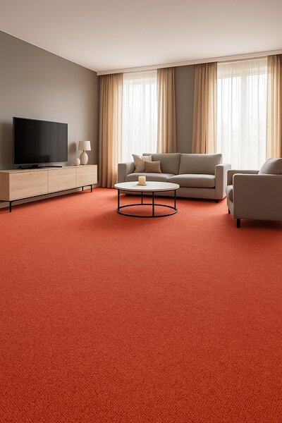 Tapibel , Metrážny koberec Cobalt SDN 64038 - AB oranžový, záťažový, na mieru, šíře 4m, oranžová, ab (mriežka), chodba / predsieň