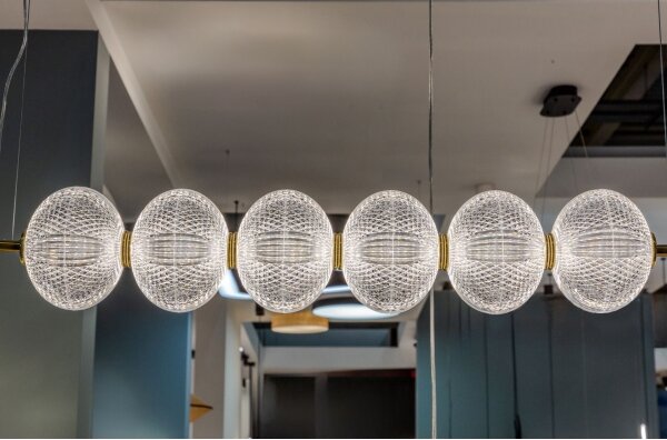 LED luster na lanku PELLUCID LED/23W/230V zlatý/číry