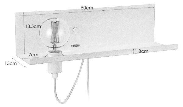 Markslöjd 106969 - Stmievateľné nástenné svietidlo s USB MULTI 1xE27/60W/230V
