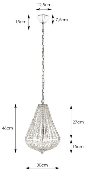 Markslöjd 106118 - Krištáľový luster na reťazi GRÄNSÖ 1xE27/60W/230V