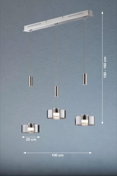 ZÁVESNÉ LED SVIETIDLO, 95/20/100-160 cm - Interiérové svietidlá