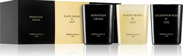 Cereria Mollá Boutique Moroccan Cedar, Black Orchid & Lily, Bulgarian Rose & Oud darčeková sada