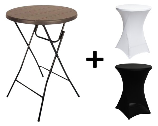 AKCE! Bistro stolek koktejlový průměr 80 cm - IMITACE RATANU BSTL80R Farba obrusu: BIELA / WHITE