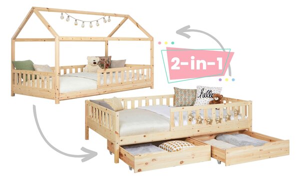 POSTEĽ S ÚLOŽNÝM PRIESTOROM, 90/200 cm prírodná farba MID.YOU - Detské izby, Online Only