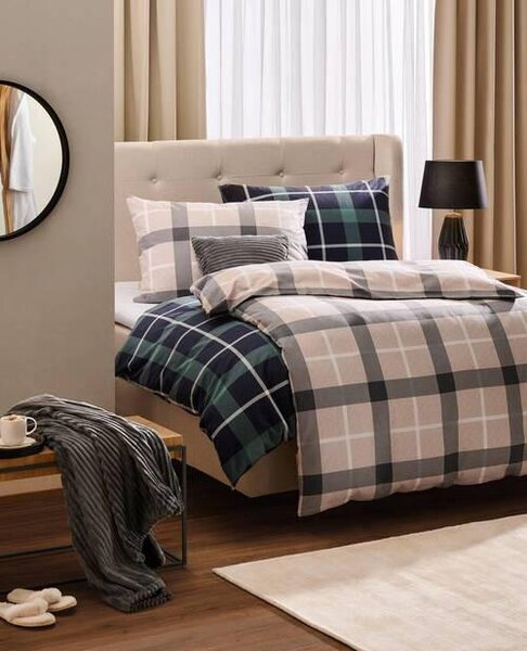 POSTEĽNÁ BIELIZEŇ, flanel, antracitová, prírodná farba, 140/200 cm Esposa - Obliečky & plachty