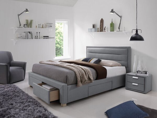 Čalúnená posteľ INES 160x200 cm sivá Matrac: Bez matraca