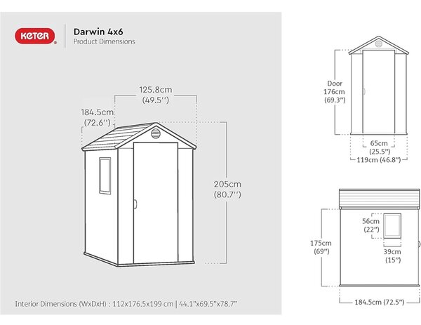Keter Darwin 4×6 (2,3 m²) — záhradný domček, zelený