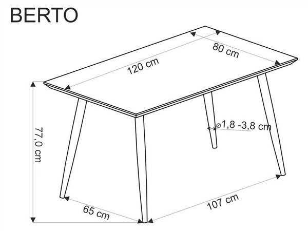 Halmar BERTO stôl jedálenský 120/80/77/107cm, prírodný/nohy čierne