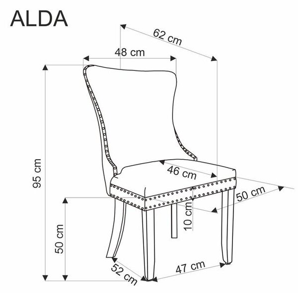 Halmar ALDA jedálenská stolička, masívne drevo/látka velvet, sivá