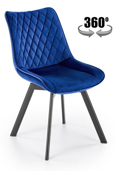 Halmar K520 jedálenská stolička, otáčacia, látka velvet, modrá