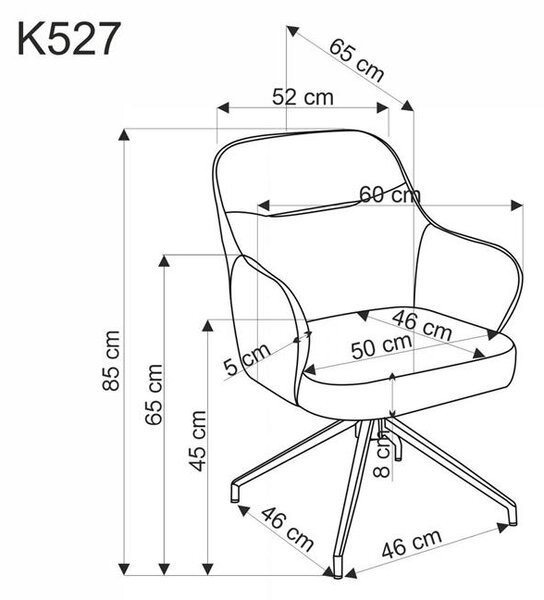 Halmar K527 jedálenská stolička otočná, látka velvet, sivá/svetlosivá