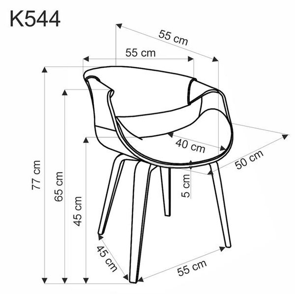 Halmar K544 jedálenská stolička, ekokoža/drevo, sivá/orechová