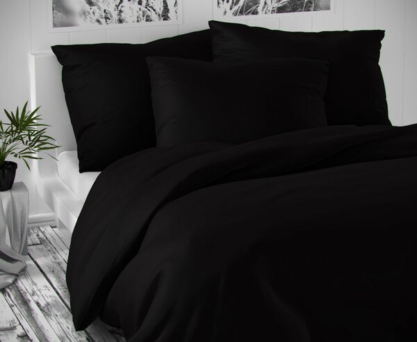 Kvalitex Saténové postel'né obliečky LUXURY COLLECTION čierne 140x200, 70x90cm