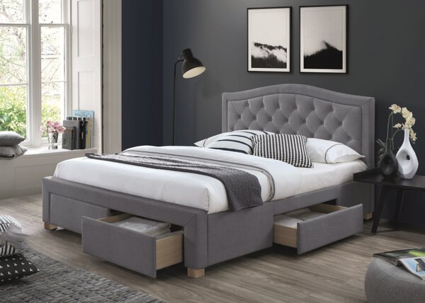 Sivá čalúnená posteľ ELECTRA VELVET 160 x 200 cm