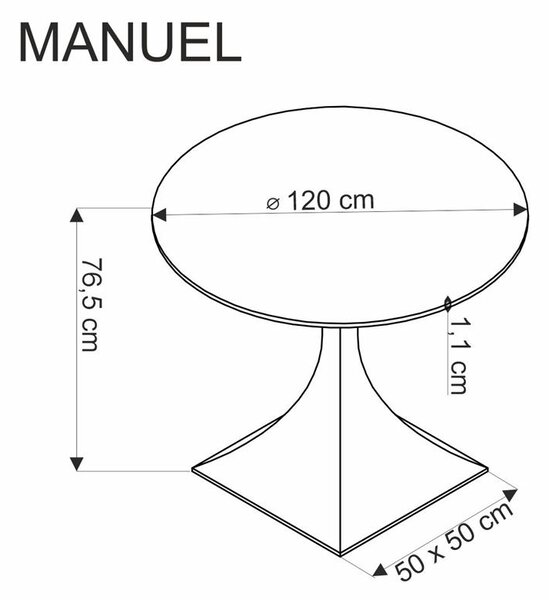 Halmar MANUEL jedálenský stôlokrúhly 120/77cm, mramor/oceľ, čierna/čierna