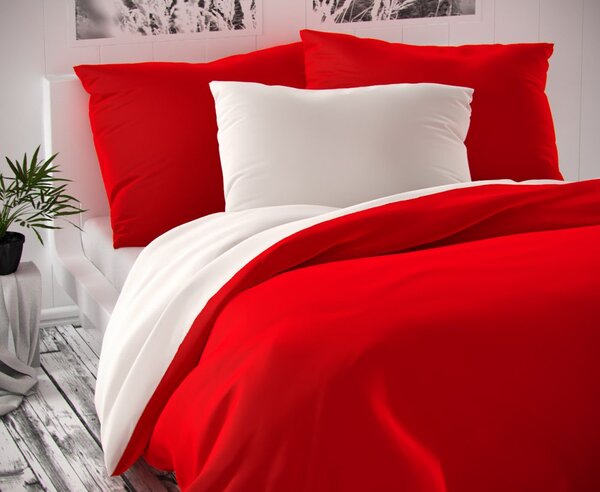 Kvalitex Saténové postel'né obliečky LUXURY COLLECTION červené / biele 140x200, 70x90cm