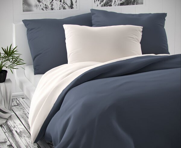 Kvalitex Saténové postel'né obliečky LUXURY COLLECTION tmavo sivé / biele 140x200, 70x90cm