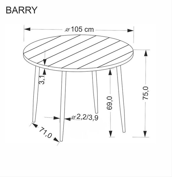 Halmar BARRY jedálenský stôl okrúhly, orech / čierny