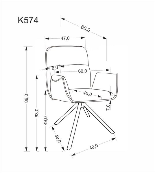Halmar K574 jedálenská stolička, čierna/látka sivá
