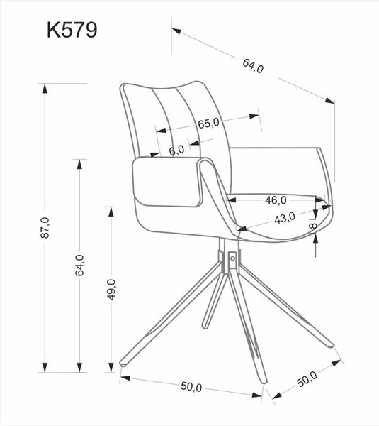 Halmar K579 jedálenská stolička, čierna/látka -eko koža sivá