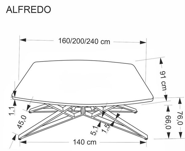 Halmar ALFREDO rozkladací jedálenský stôl, biely mramor / čierny