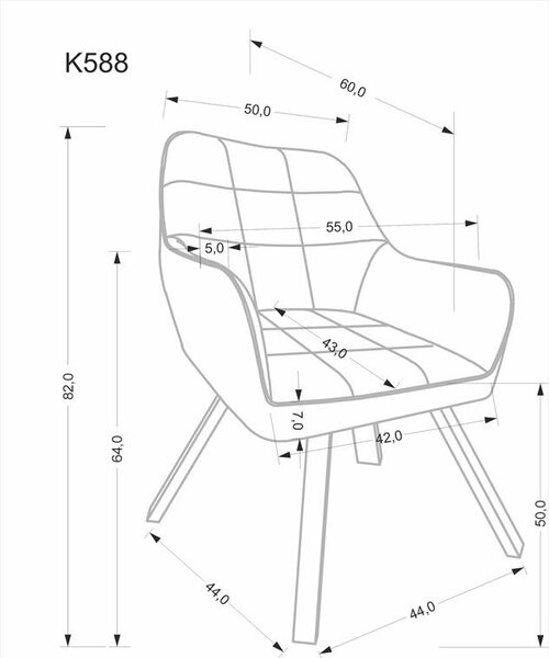 Halmar K588 jedálenská stolička, čierna