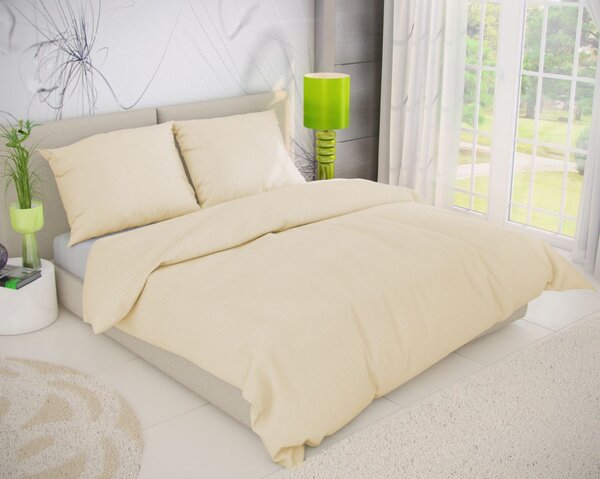 Kvalitex Predĺžené krepové posteľné obliečky SMOTANOVÉ 140x220, 70x90cm