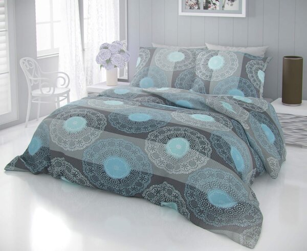 Kvalitex Klasické posteľné bavlnené obliečky DELUX NAPOLY sivé 140x200, 70x90cm