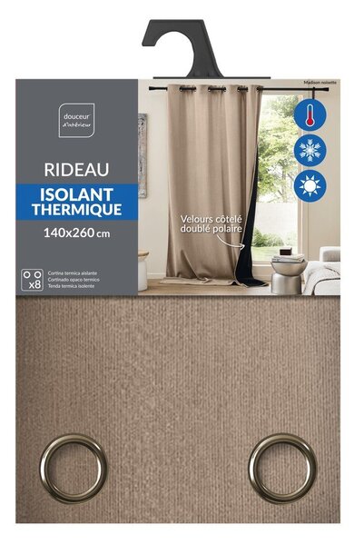 Hnedý menčestrový termo záves 140x260 cm Madison – douceur d'intérieur