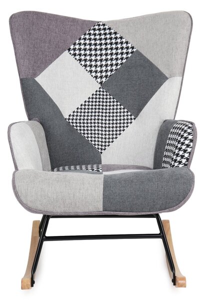 Hojdacie kreslo FABIAN II — látka, čiernobiely patchwork