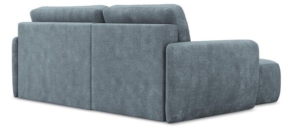 Sivomodrá ženilková rozkladacia/s úložným priestorom rohová pohovka (ľavý roh/s leňoškou) Lilo – Makamii
