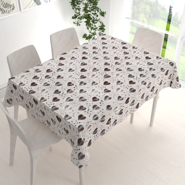 Biante Bavlnený obdĺžnikový obrus Sandra SA-027 Tmavé srdce na smotanovom 50x100 cm