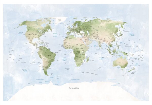 Obraz na korku mapa sveta v pastelových tónoch