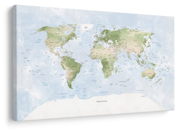 Obraz na korku mapa sveta v pastelových tónoch