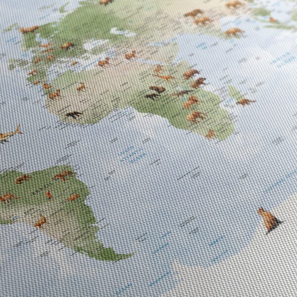 Obraz na korku svetová mapa so zvieratami