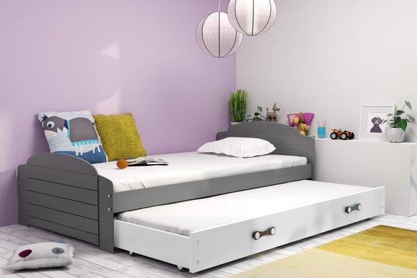 Interbeds Jednolôžková posteľ Lili3 Grafit pre teenagerov 200x90 s matracom, rozkladacia - biela