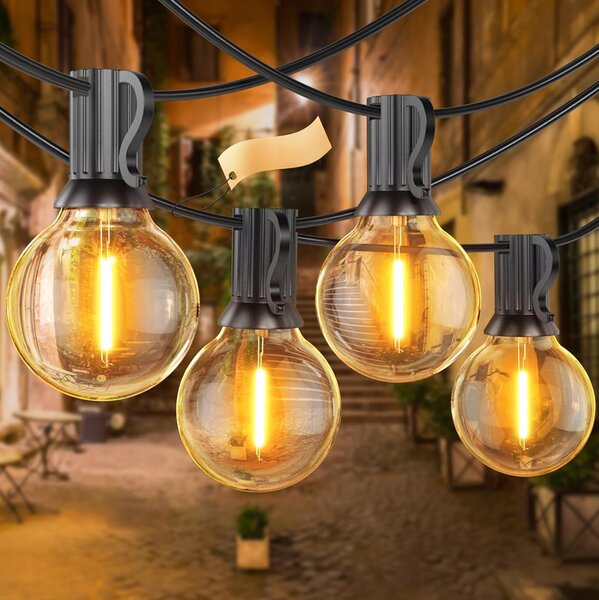 Smart LED Záhradná svetelná stmievateľná girlanda 15m/25x/LED žiarovka E12, diaľkové ovládanie