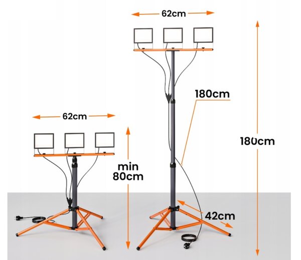 Smart LED LED reflektor so stojanom 3x50W 16500Lm IP65