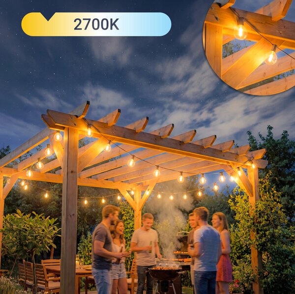 Smart LED Záhradná svetelná girlanda 20m/36x/LED žiarovka E12