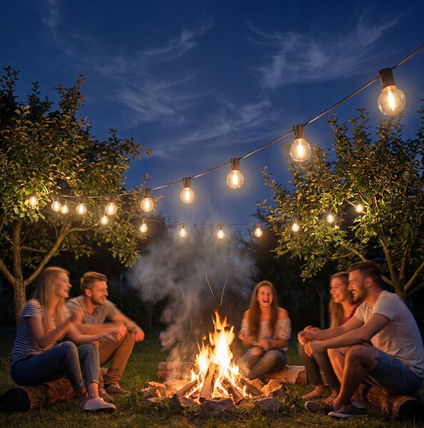 Smart LED Záhradná svetelná girlanda 15m/25x/LED/žiarovka E12
