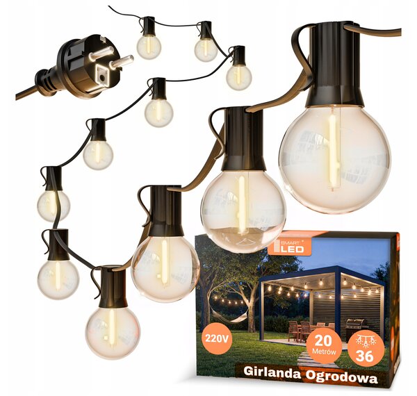 Smart LED Záhradná svetelná girlanda 20m/36x/LED žiarovka E12