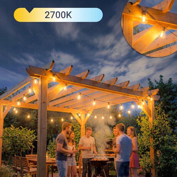 Smart LED Záhradná svetelná girlanda 15m/25x/LED/žiarovka E12