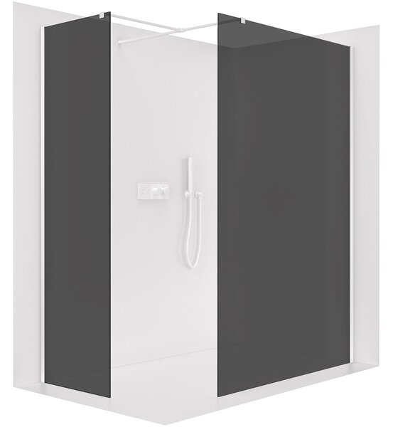 CERANO - Sprchová zástena Walk-in Onyx T L/P - 8 mm - hranatá vzpera - matná biela, grafitové sklo - 100x100x200 cm
