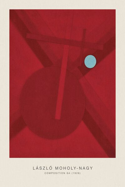 Umelecká tlač Composition G4 (Original Bauhaus in Red, 1926) - Laszlo / László Maholy-Nagy, (26.7 x 40 cm)