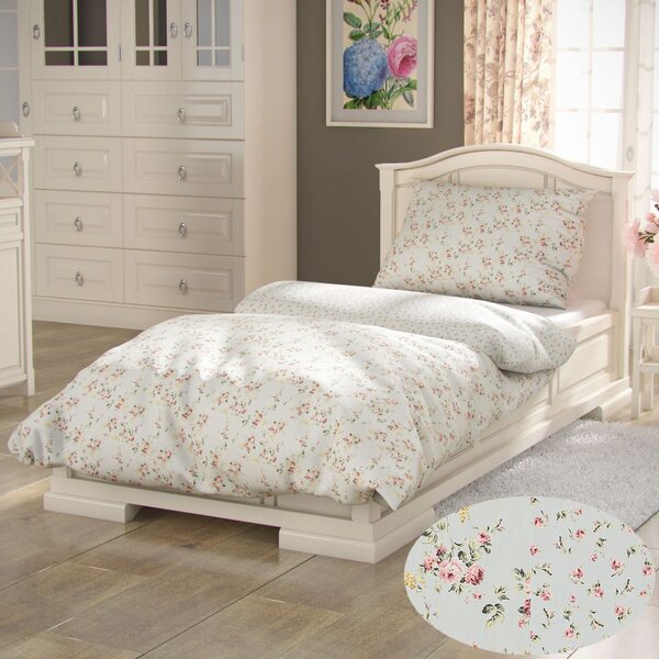 Kvalitex Bavlnené posteľné obliečky PROVENCE COLLECTION 140X200, 70x90cm ROSE zelené