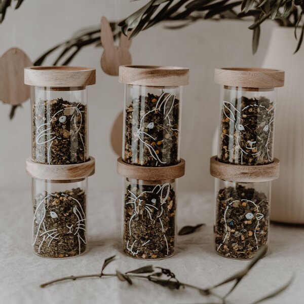 Sklenená dóza s vekom Mini Glass/Oak Easter – set 6 ks
