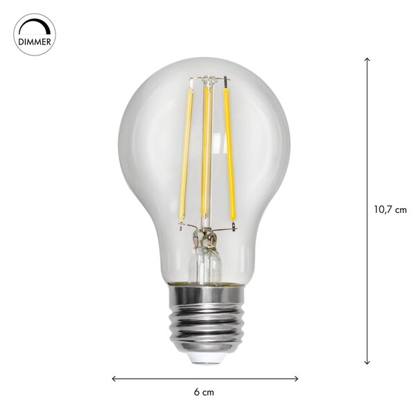 LED žiarovka E27 A60 Clear White – stmievatelná